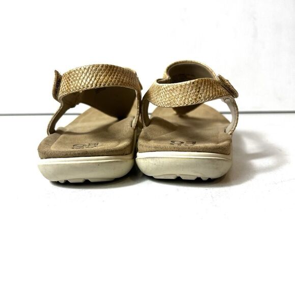 Abeo Bio.System Womens Sz 9.5N Gold Faux Leather Sling Back Thong Summer Sandals - Picture 8 of 10